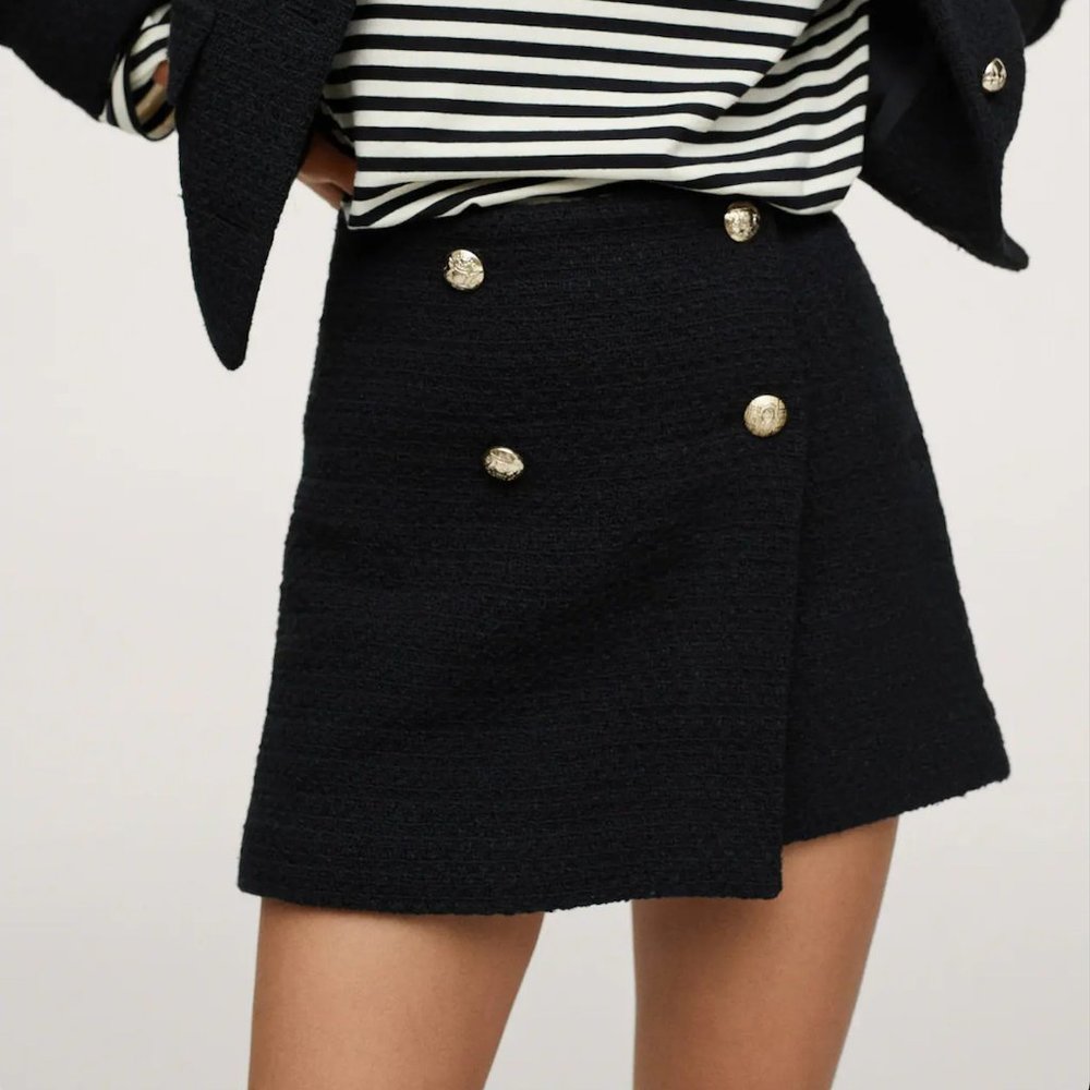 Mango Black Tweed Miniskirt | US Size Small
